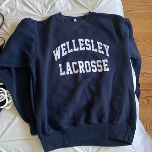 “Wellesley Lacrosse” Navy crewneck sweater